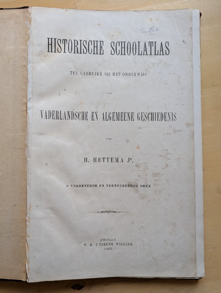 Historische Schoolatlas. H. Hettema jnr.4e druk 1905, Boeken, Gelezen, Overige atlassen, Ophalen of Verzenden, 1800 tot 2000