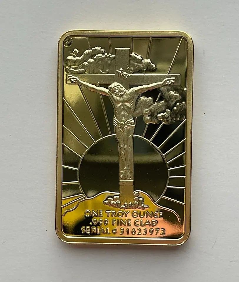 1 Troy Ounce verguld laatste avondmaal & Jezus aan Kruis Bar, Ophalen of Verzenden, Goud