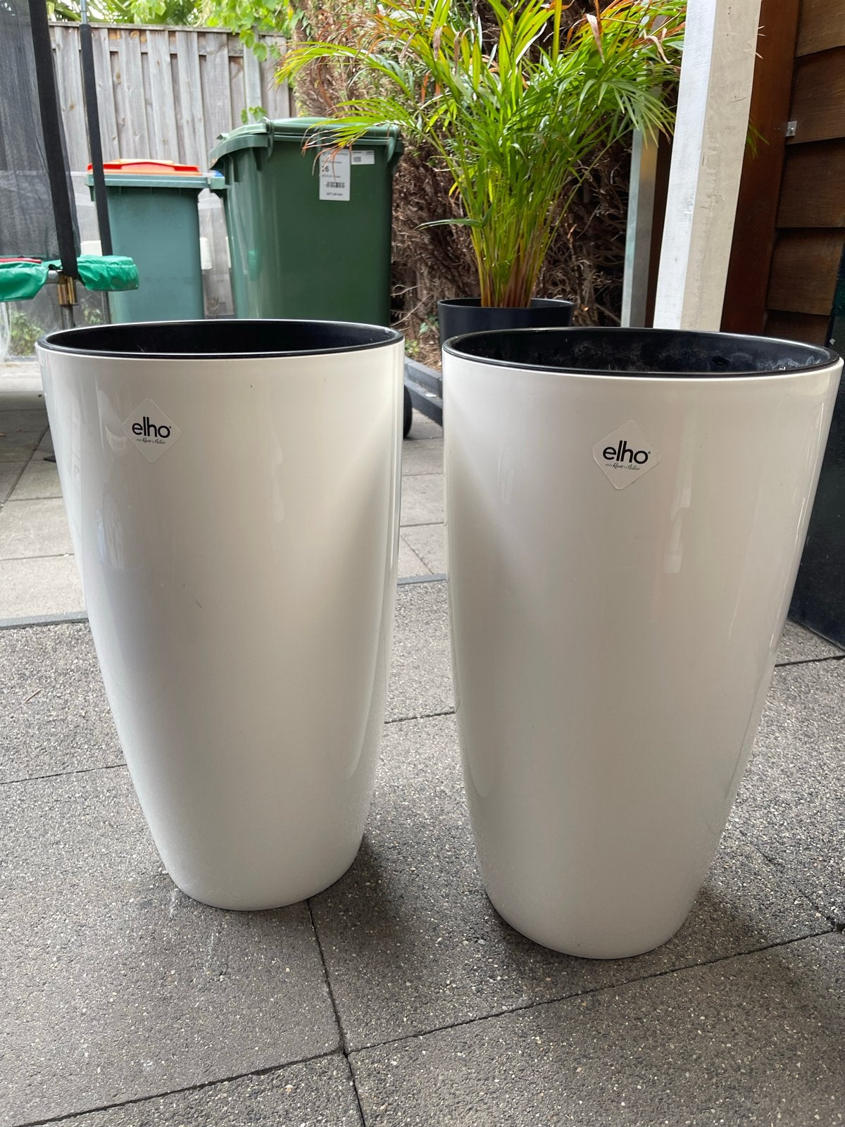 2x Elho Brussels Diamond High bloempotten wit 32cm, Kunststof, Gebruikt, Rond, Binnen