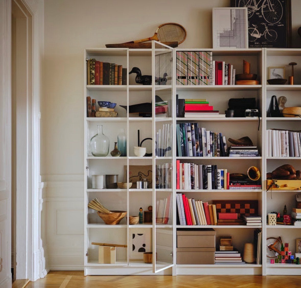IKEA HÖGBO BILLY Vitrinekast wit 40x192 cm, Ophalen, Nieuw, 50 tot 100 cm, Glas