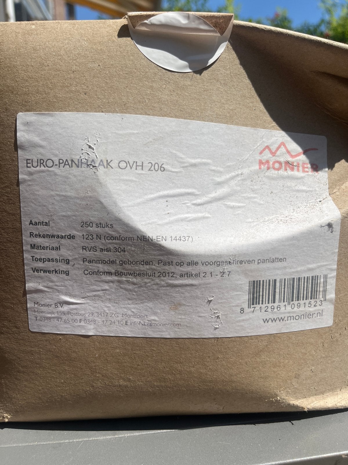 Monier Euro-panhaak OVH 206 - Vorsthaak RVS, Doe-het-zelf en Verbouw, Ophalen, Overige kleuren, Overige typen, Nieuw