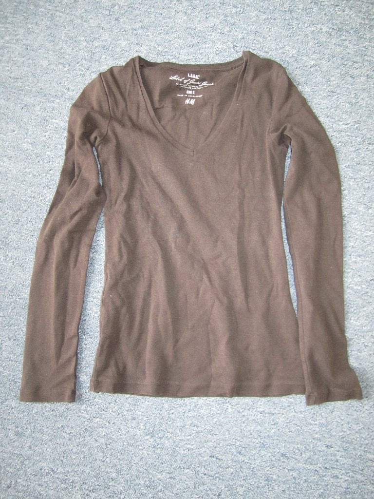 Bruine long sleeve, t-shirt met lange mouwen H&M, maat S, Ophalen of Verzenden, Gedragen, Bruin, Lange mouw