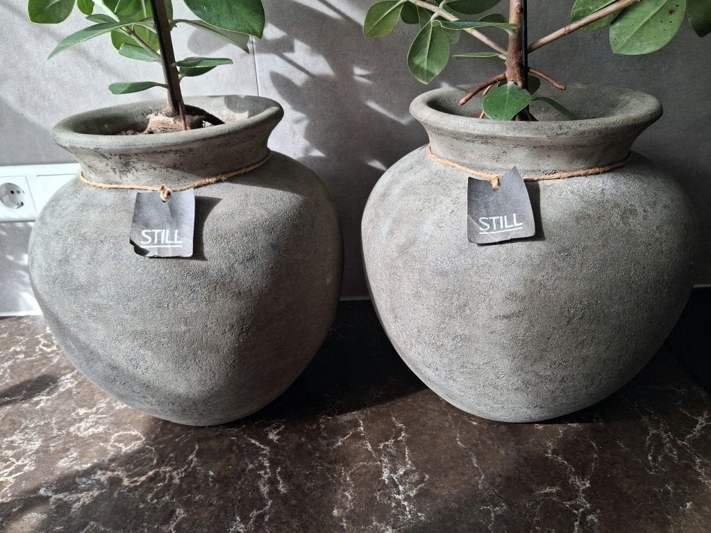 2 mooie bloempotten 12,50 per stuk, Rond, Binnen, Zo goed als nieuw, Minder dan 40 cm