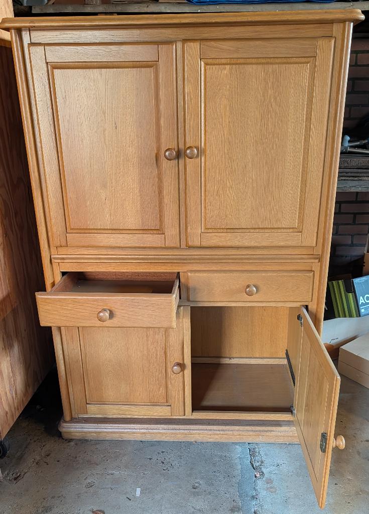 Houten TV Kast, Ophalen, Gebruikt, 100 tot 150 cm, Eikenhout
