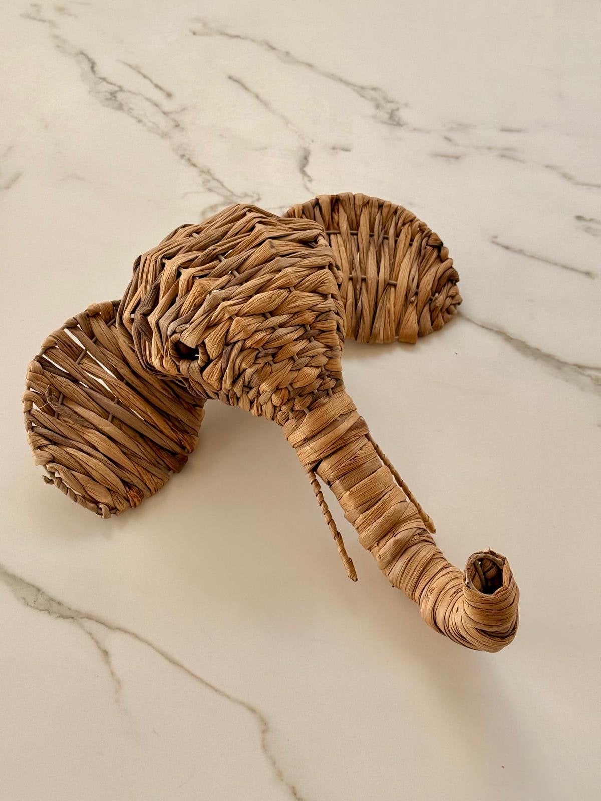 Wand decoratie rieten olifant voor aan de muur, Boho, Ophalen of Verzenden, Zo goed als nieuw, Natuurlijk materiaal