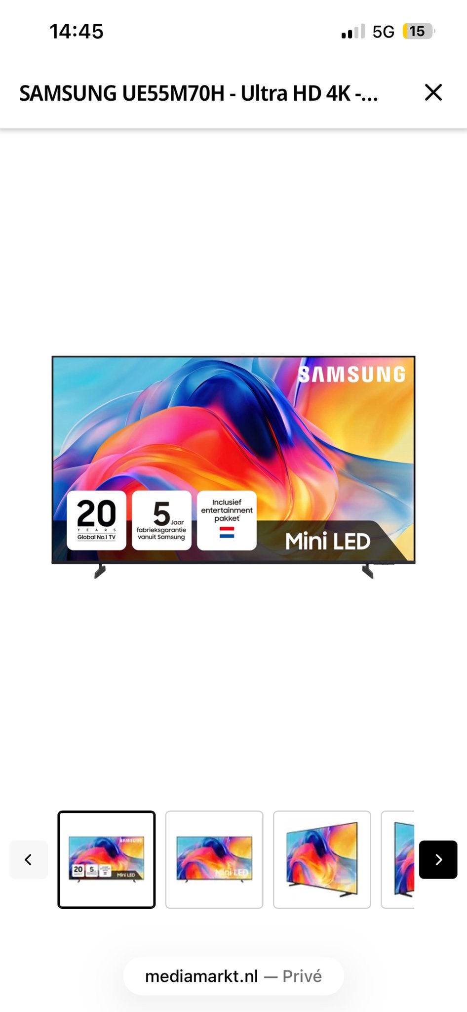 Samsung UE55M70H 4K Mini LED Smart TV 55 inch, LED, 50 Hz, Ophalen of Verzenden, Zo goed als nieuw