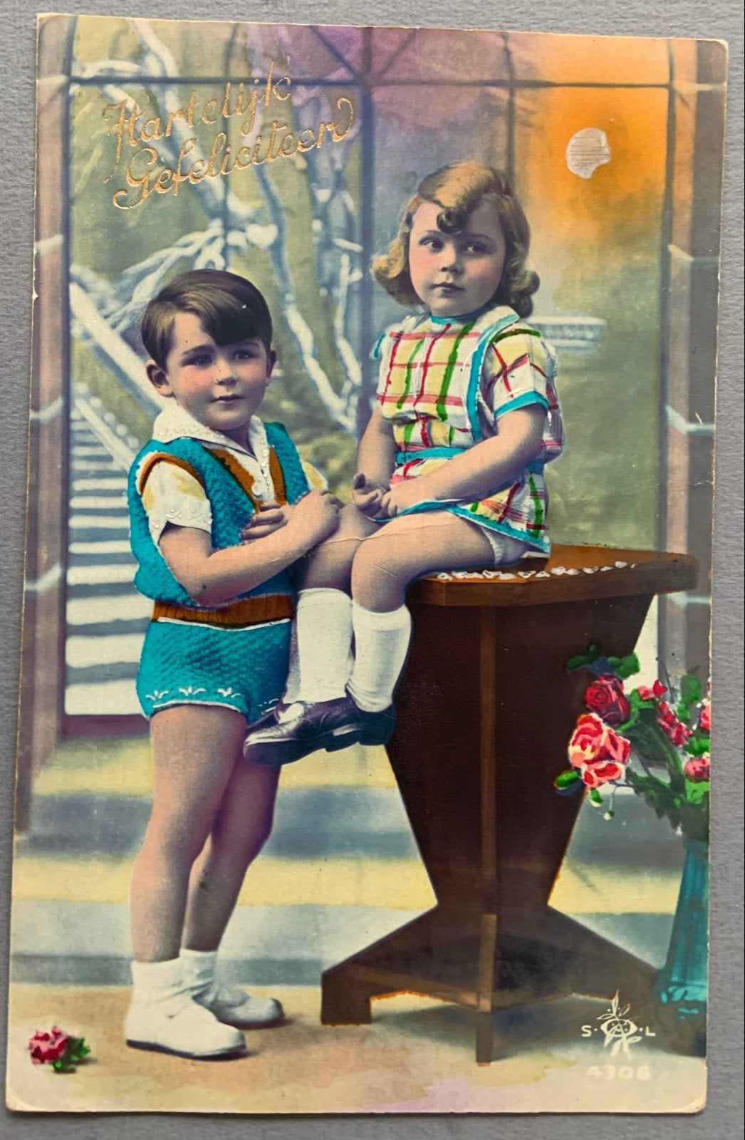 Kinderen - Hartelijk Gefeliciteerd, Verzamelen, Verzenden, 1920 tot 1940, Gelopen, Kinderen