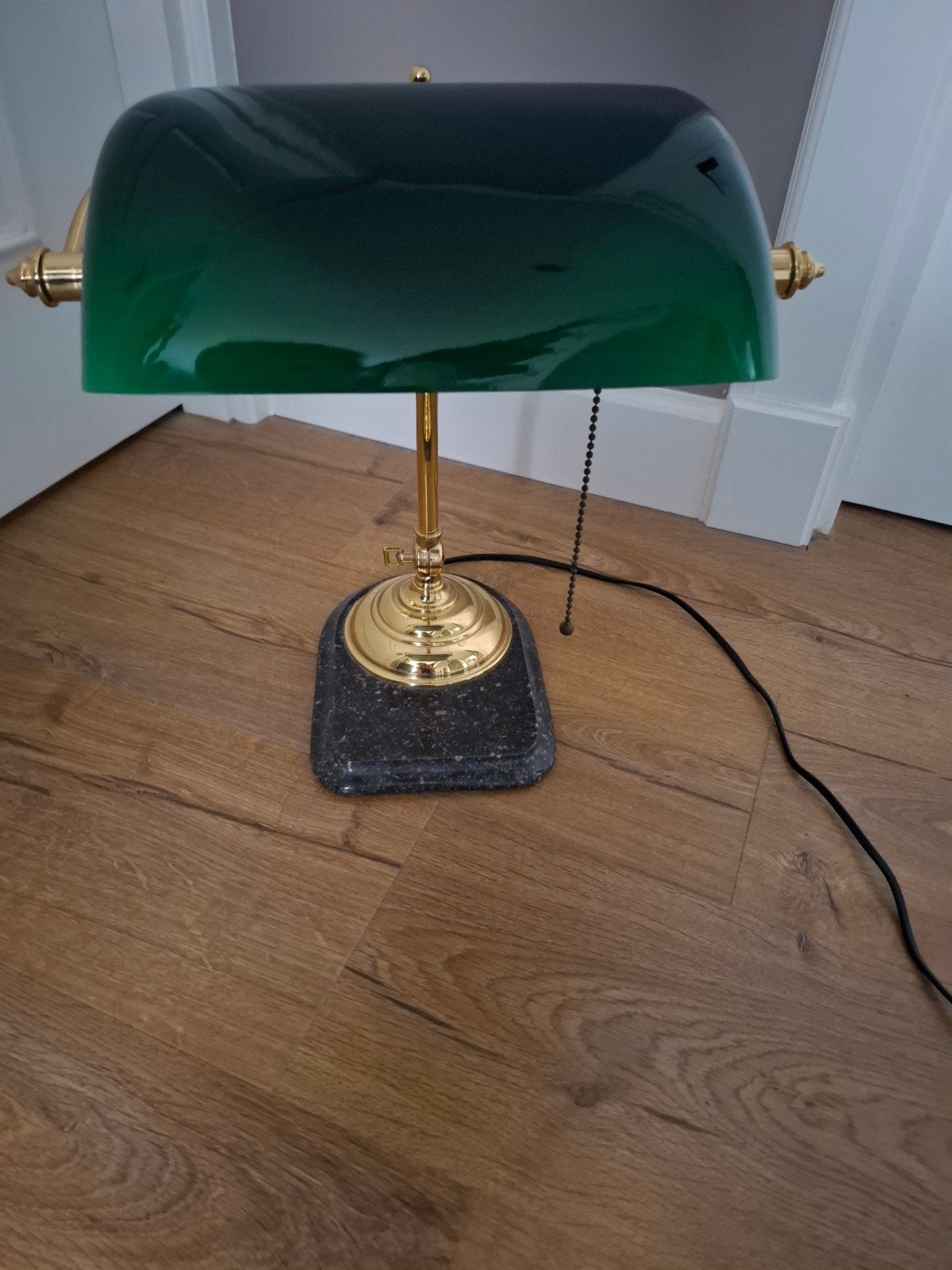 Bankierslamp met Groene Kap en Marmeren Voet, Antiek en Kunst, Ophalen of Verzenden