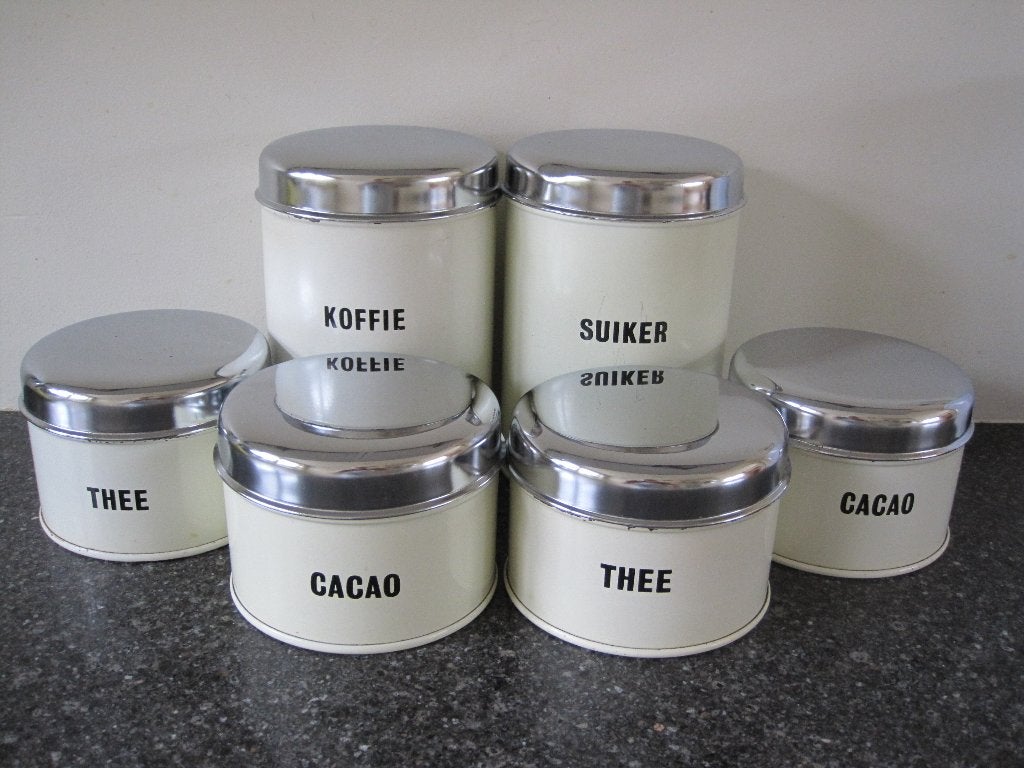 Set van 6 vintage Brabantia voorraadbussen uit de jaren '60, Ophalen of Verzenden