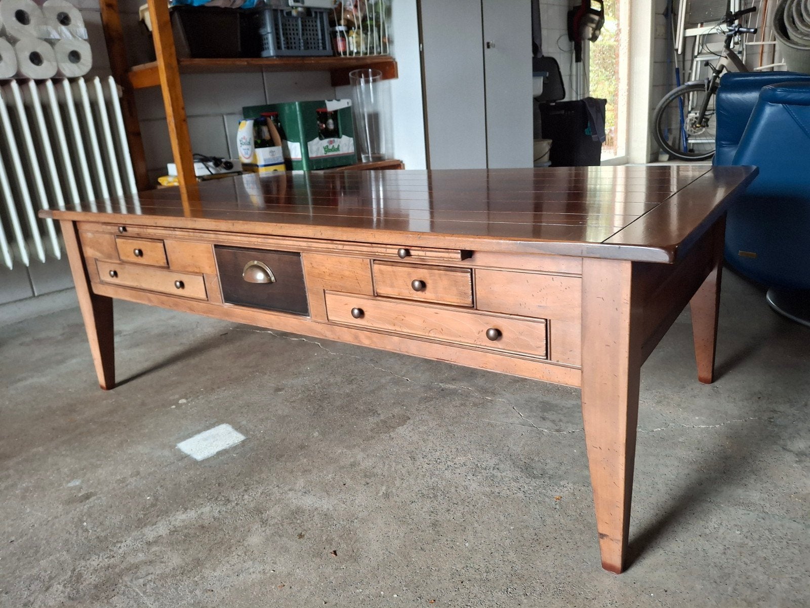 kersenhout salontafel 75 145 cm met laden, Ophalen, Gebruikt, 100 tot 150 cm, 50 tot 100 cm