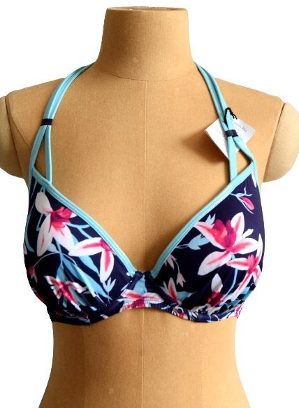 Nieuwe Aubade bikinitop, blauw/roze/aqua, Mt. 80 C, Kleding | Dames, Badmode en Zwemkleding, Overige kleuren, Verzenden, Nieuw