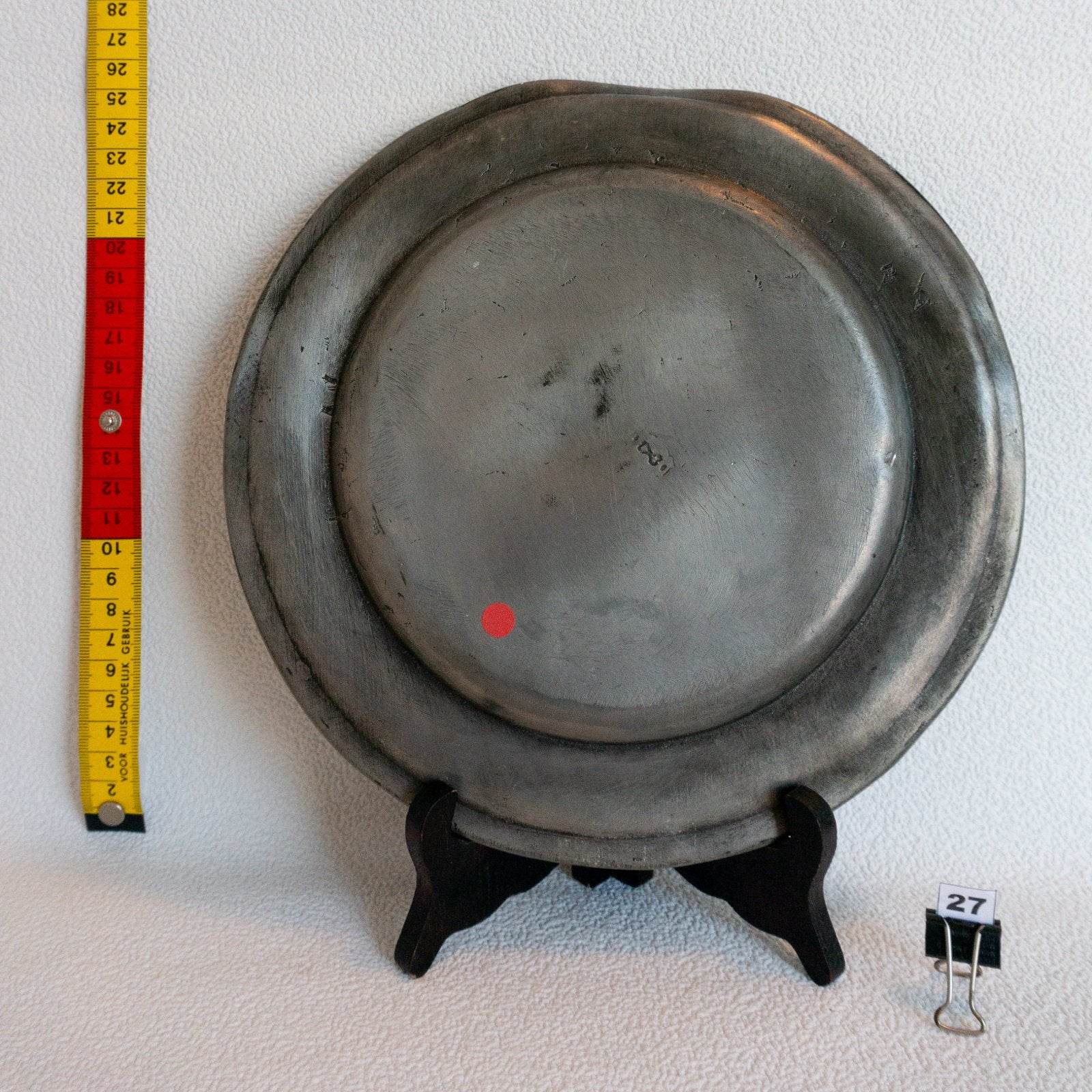Antiek tinnen bord met initialen E.G.H. - ca. 18e eeuw, Ophalen