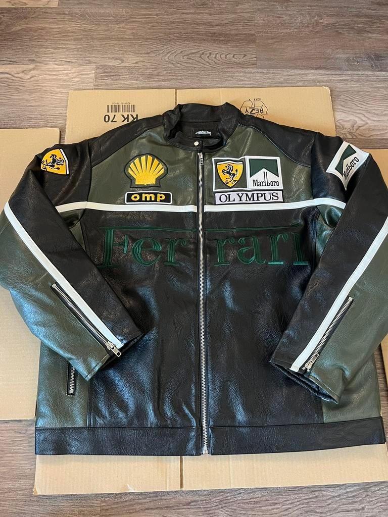 Ferrari x Marlboro Racing jas (maat S) – leder look green, Ophalen of Verzenden, Zo goed als nieuw, Maat 46 (S) of kleiner, Groen