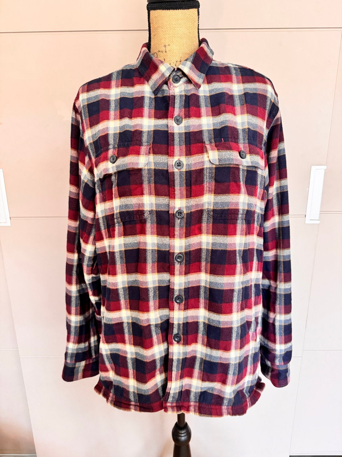 L.L.Bean geruit flanellen overhemd met fleece voering, Ophalen of Verzenden, Zo goed als nieuw, Meerkleurig, Overige halswijdtes