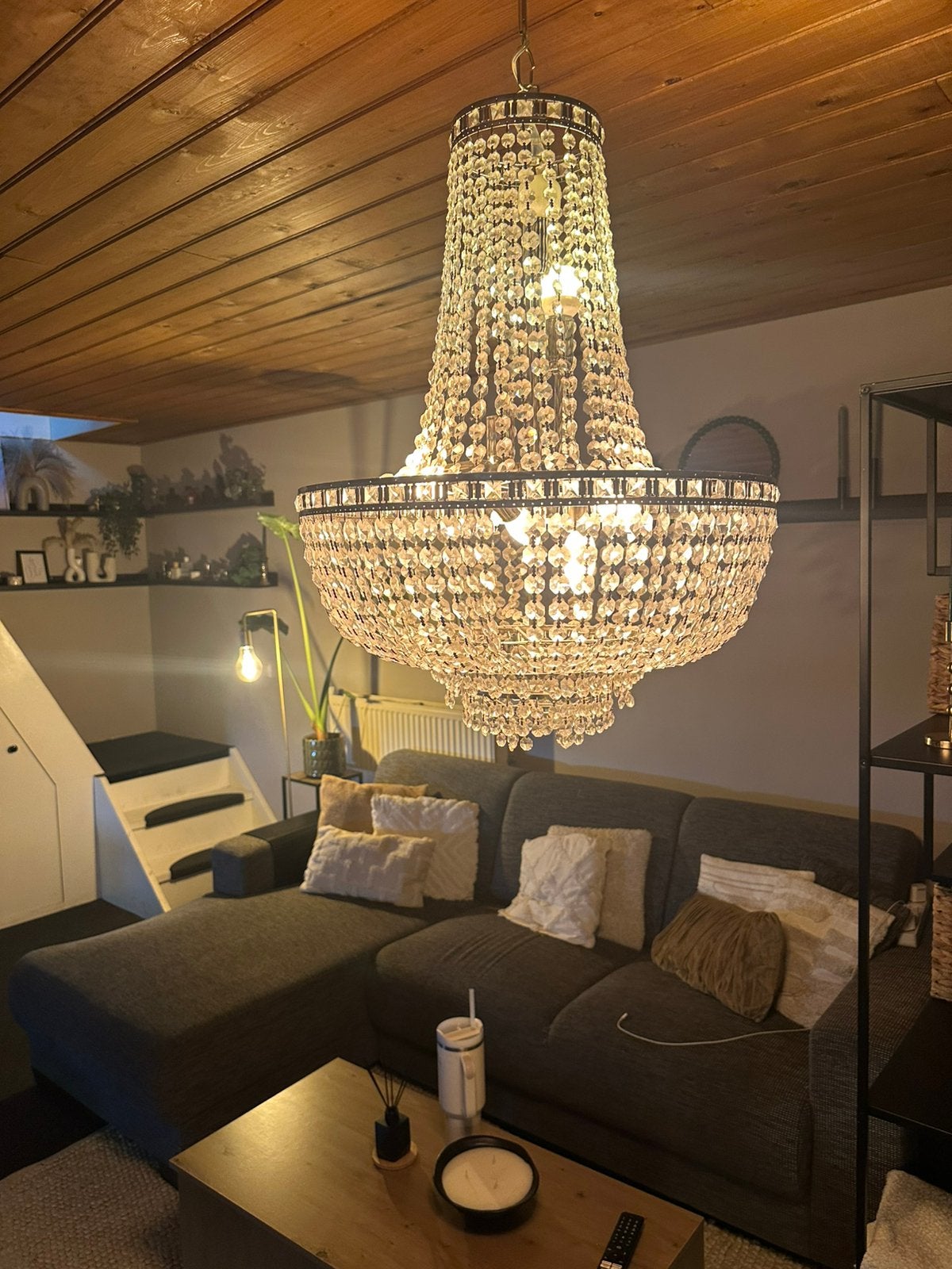 Kroonluchter met led verlichting, Ophalen, Zo goed als nieuw