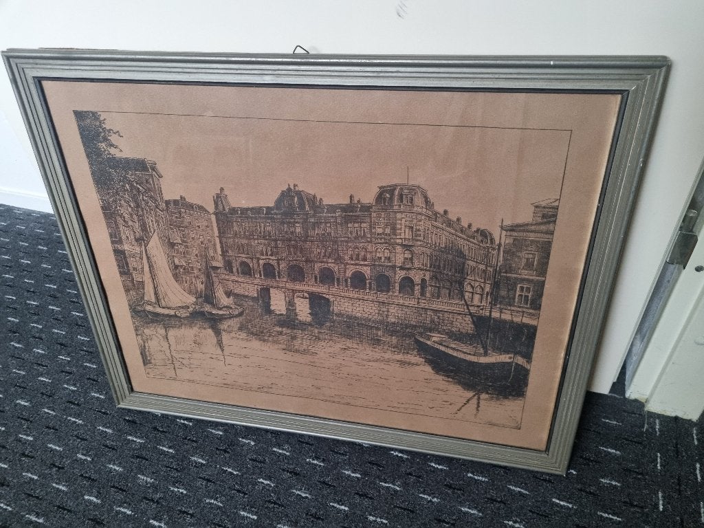 Pentekening Rotterdam oude haven plan c, Antiek en Kunst, Ophalen of Verzenden