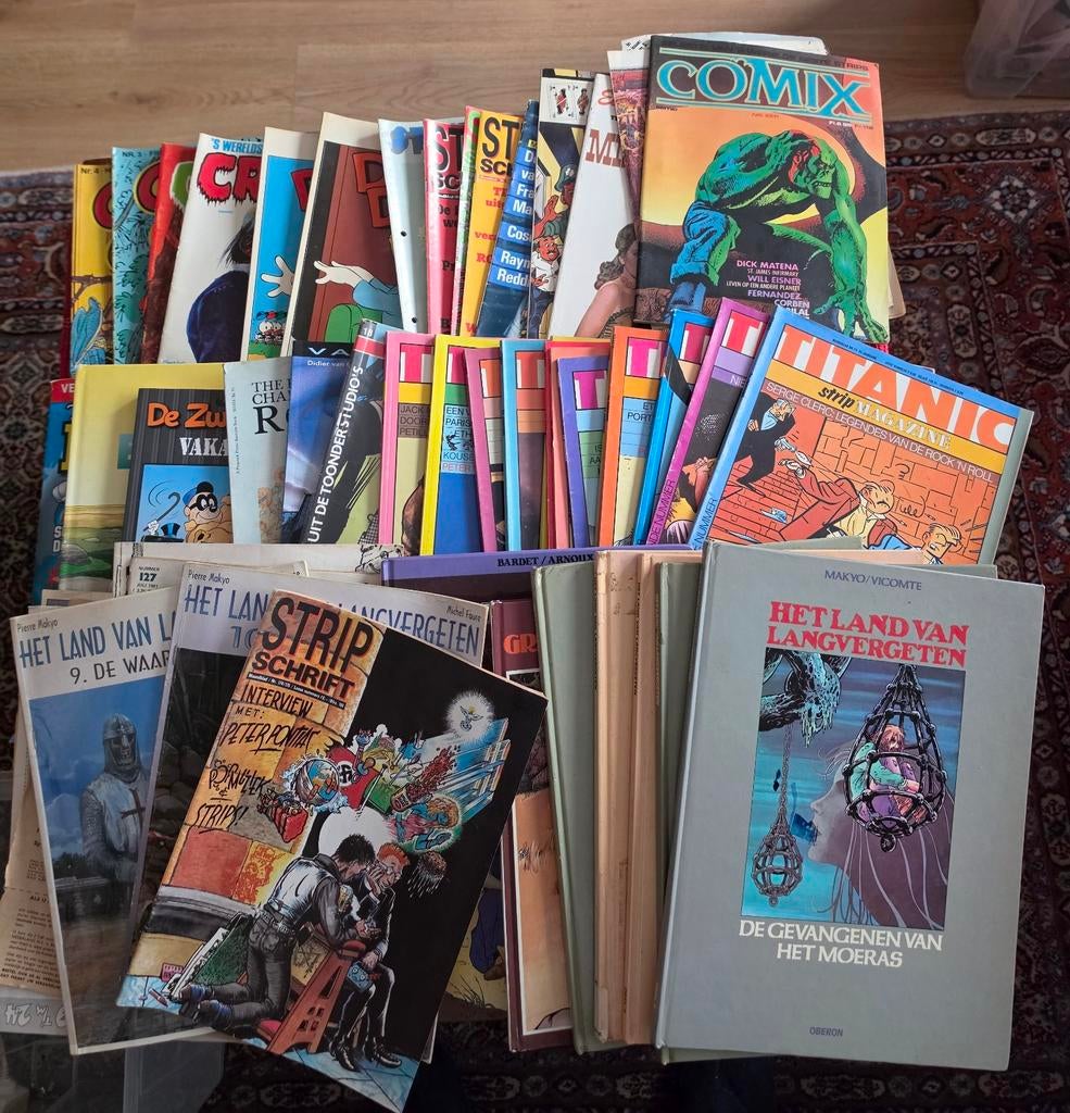 Grote partij diverse oude stripboeken en magazines, Meerdere stripboeken, Ophalen of Verzenden, Gelezen, Diverse auteurs
