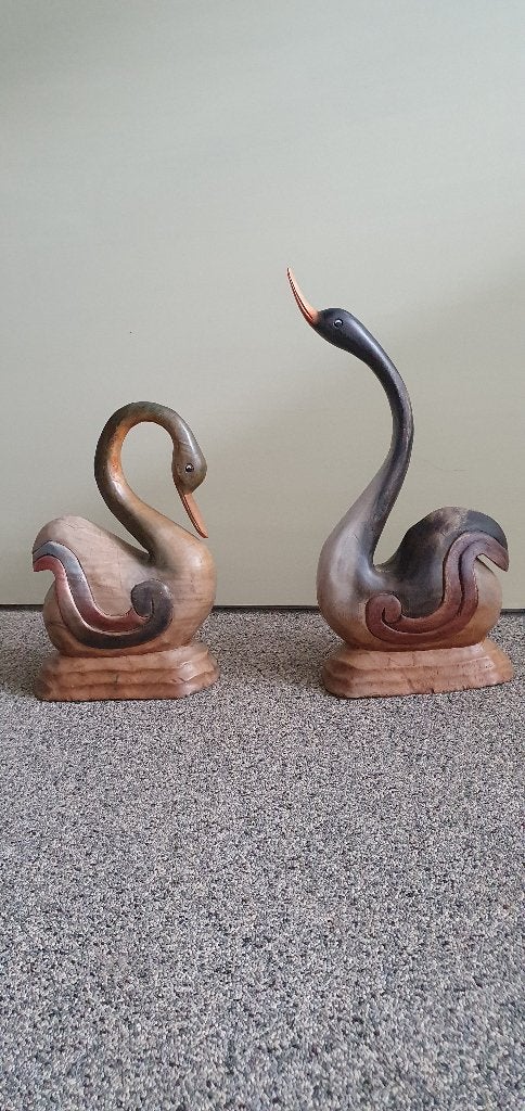 zwanen, uit hout gesneden, Antiek en Kunst, Ophalen
