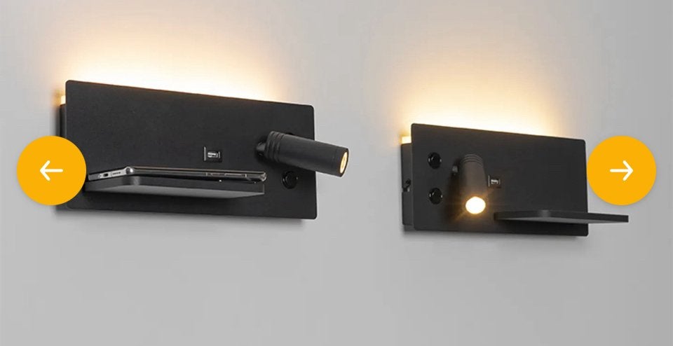 Qazqa wandlamp met usb en inductieoplader zwart set 2 stuks, Huis en Inrichting, Ophalen of Verzenden, Nieuw, Metaal