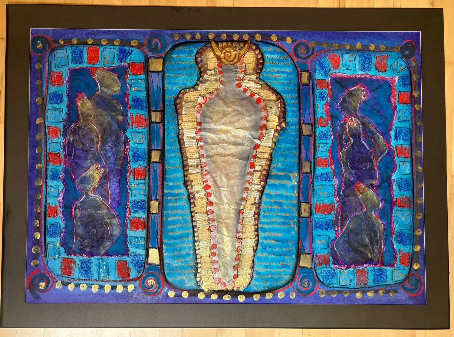 Schilderij, gemende techniek van Marian Aerssens 97cm x 68cm, Ophalen