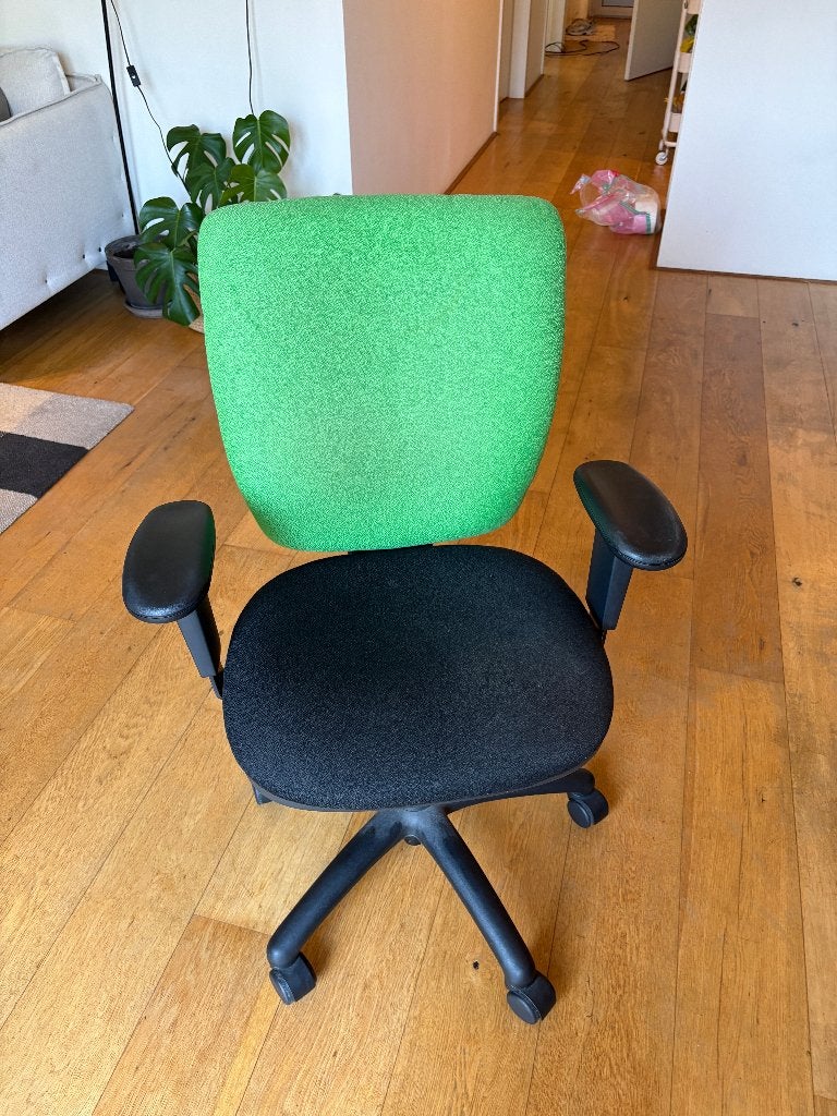 Ergonomic Office Chair with Armrests - Green/Black, Ophalen, Gebruikt, Bureaustoel, Groen