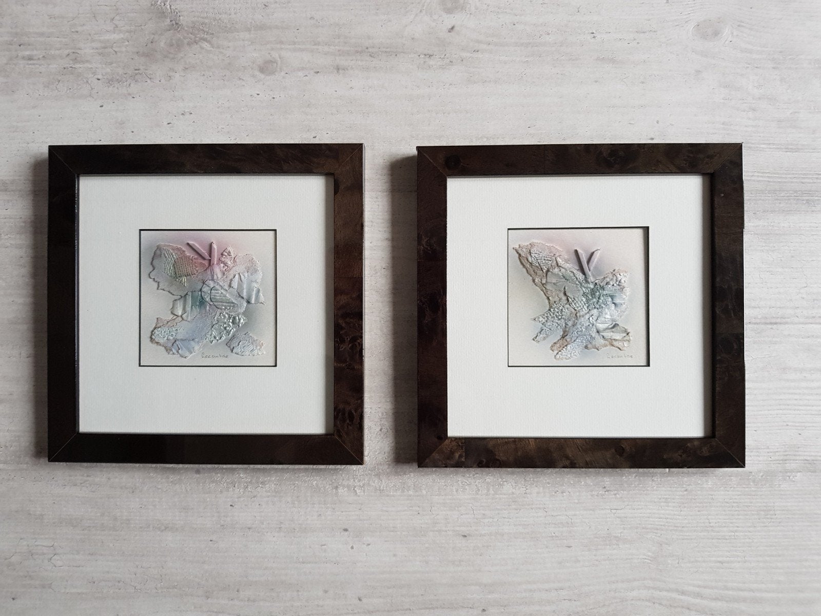 Abstracte Kunst schilderijen,  Vintage Art 2 Kunstwerken, Ophalen of Verzenden