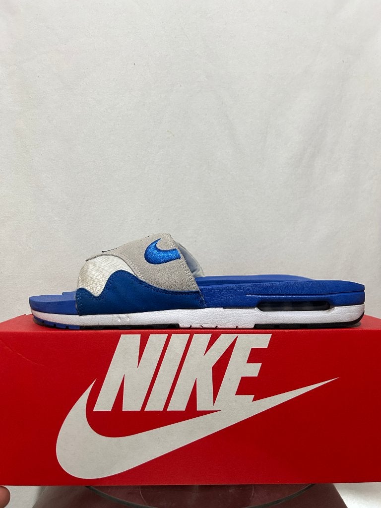 ALS NIEUW Maat 49,5 - Nike Air Max 1 Slide Royal Blue, Kleding | Heren, Schoenen, Nike, Zo goed als nieuw, Nike, Nike