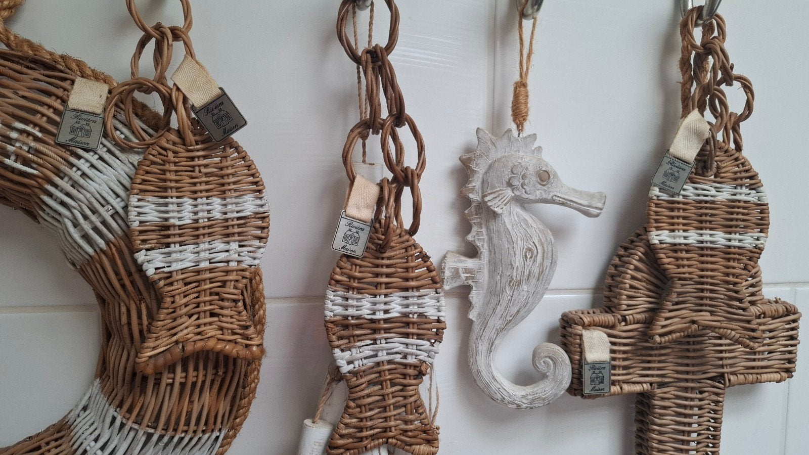 Riviera Maison rattan vissen decoratie (3 stuks), Meerkleurig, Ophalen of Verzenden, Natuurlijk materiaal, Landelijk