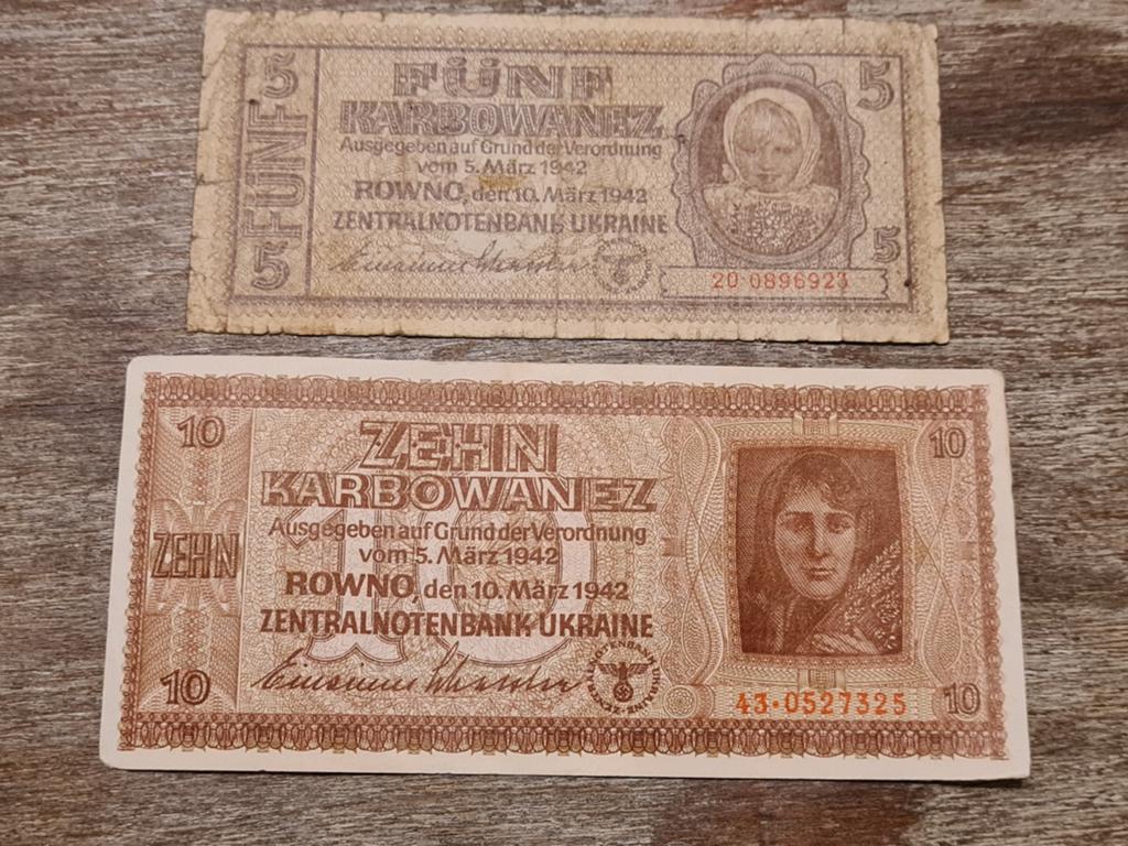 Set 5 en 10 karbowanez Duitse bezetting Oekraïne, Ophalen of Verzenden, Overige soorten, Duitsland