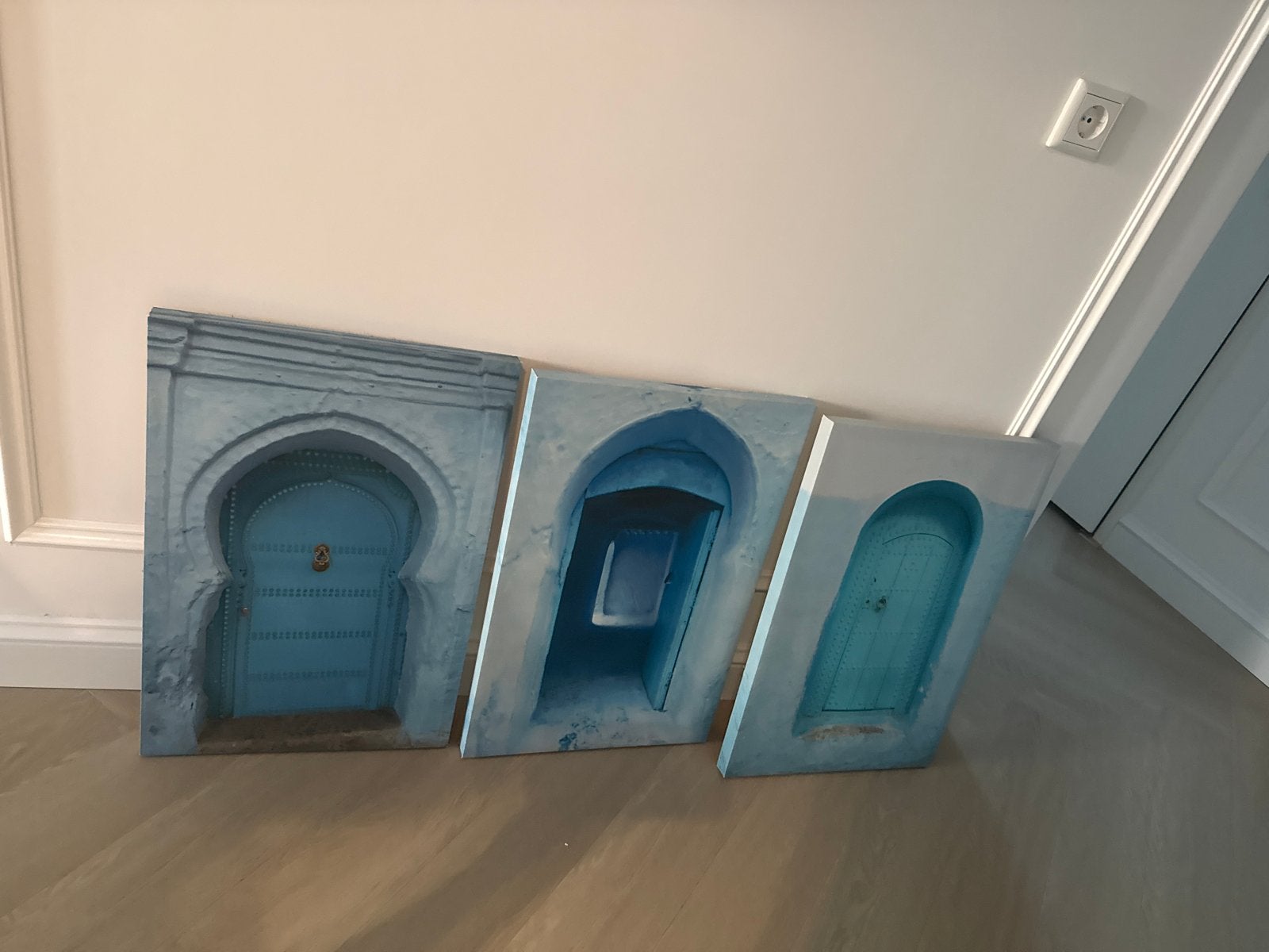 3 Schilderijen van Chefchaouen Deuren, Antiek en Kunst, Kunst | Schilderijen | Klassiek, Ophalen