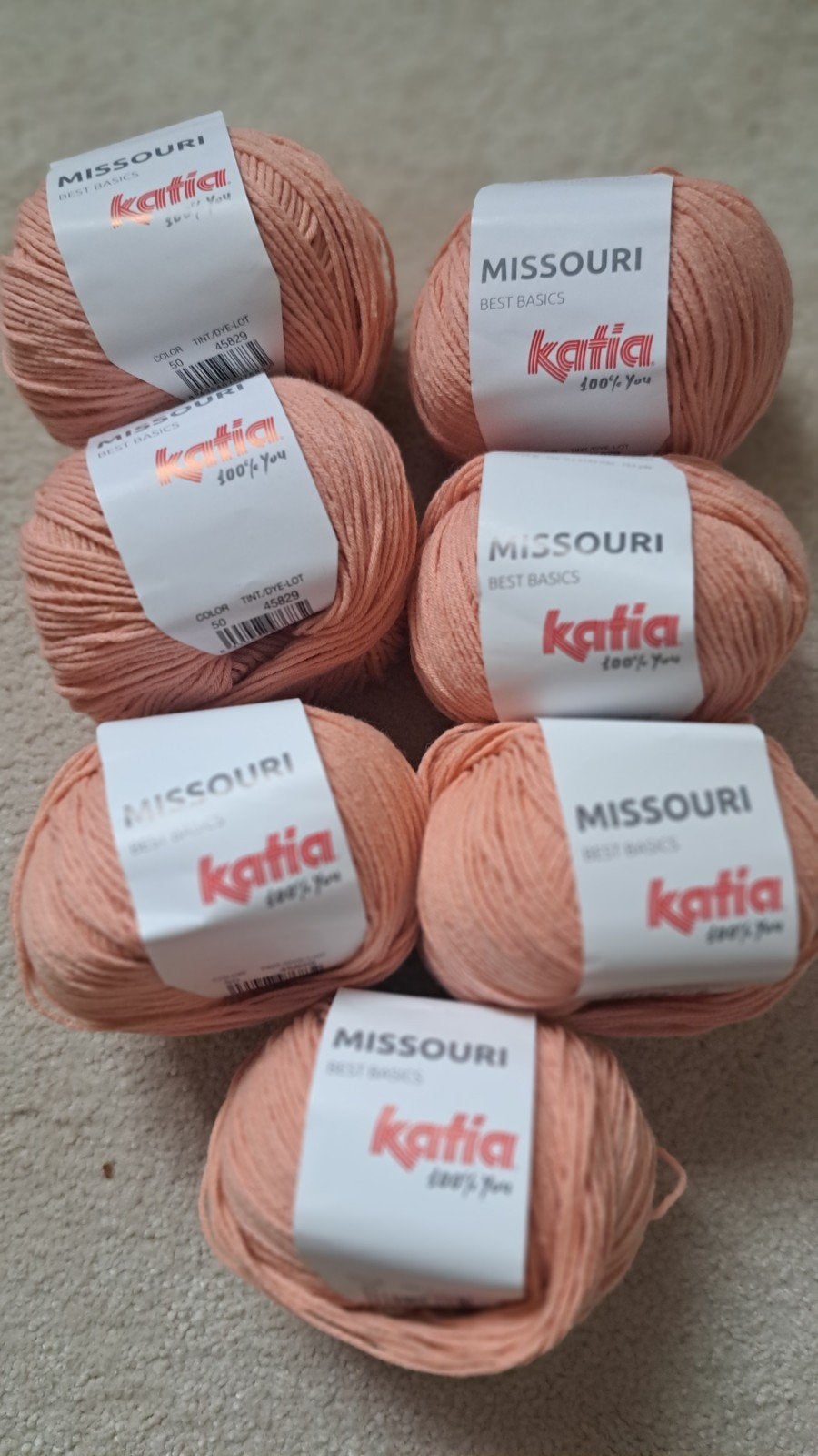 Katia Missouri garen - 7 bollen zalmkleurig, Hobby en Vrije tijd, Breien en Haken, Ophalen of Verzenden, Nieuw, Breien of Haken
