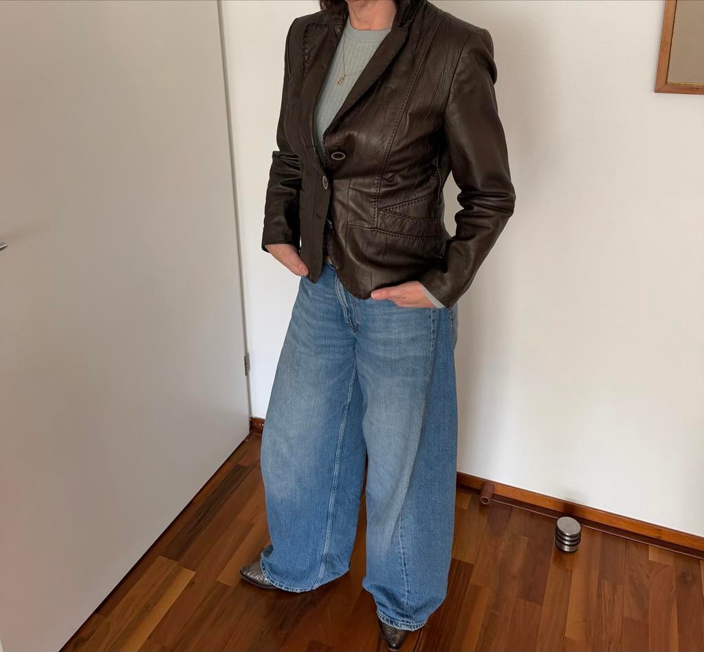 Gerry Weber Stijlvol bruin leren jasje - Maat 40, Maat 38/40 (M), Bruin, Ophalen of Verzenden, Zo goed als nieuw