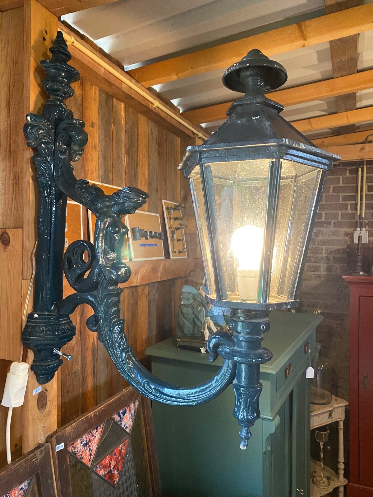 Landelijke buitenlamp-groen, Ophalen, Gebruikt, Wandlamp, Netvoeding