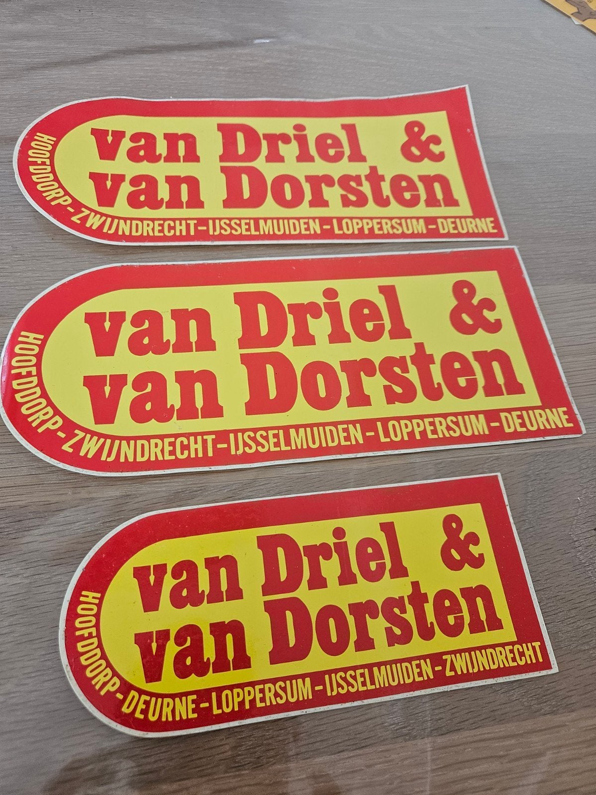van Driel & van Dorsten stickers, Verzamelen, Ophalen of Verzenden, Zo goed als nieuw