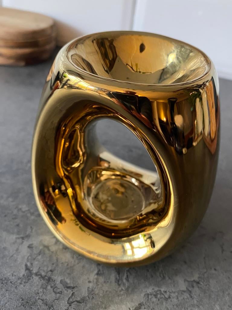 Goudkleurige wax geur brander, Ophalen, Zo goed als nieuw, Overige materialen, Minder dan 25 cm