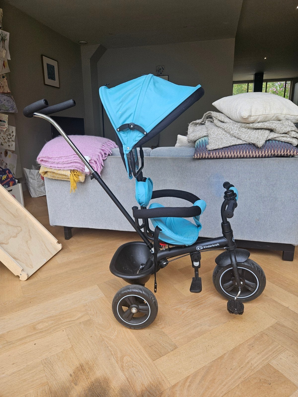 Kinderkraft Driewieler met Duwstang en Zonnekap, Fietsen en Brommers, Ophalen, Terugtraprem, Kinderkraft, Verstelbare zitting