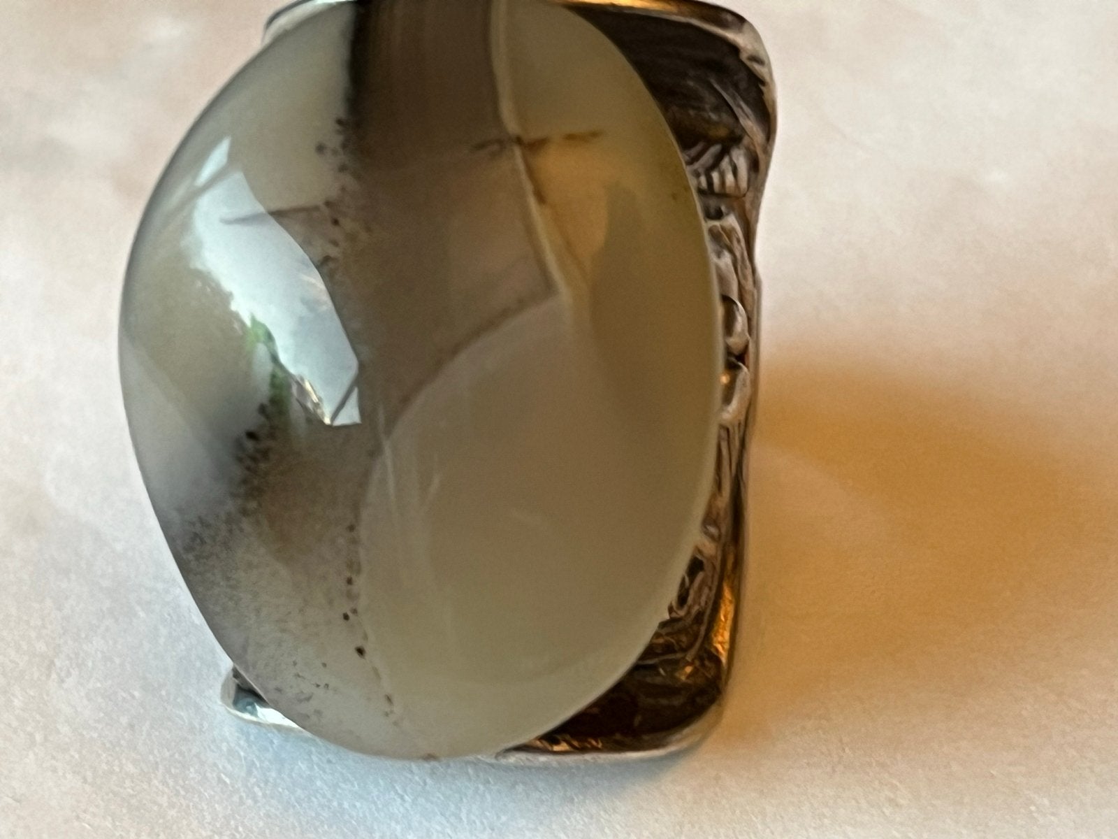 Bijzonder mooie forse zilveren ring, groot model, Sieraden, Tassen en Uiterlijk, Verzenden, Zo goed als nieuw, 17 tot 18, Met edelsteen