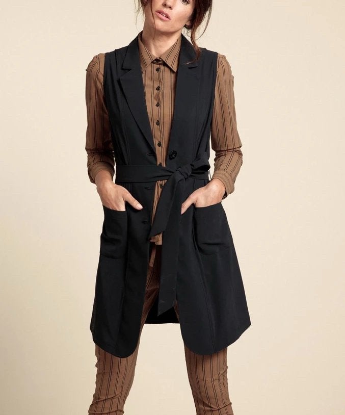 Studio anneloes jasmijn blazer gilet l zwart travelstof, Zwart, Maat 42/44 (L), Ophalen of Verzenden, Zo goed als nieuw