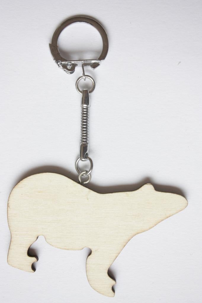 Sleutelhanger hout triplex beer 6,7 x 4,5 cm, dikte 3 mm, Hobby en Vrije tijd, Knutselen, ., Overige typen, Dieren, Nieuw