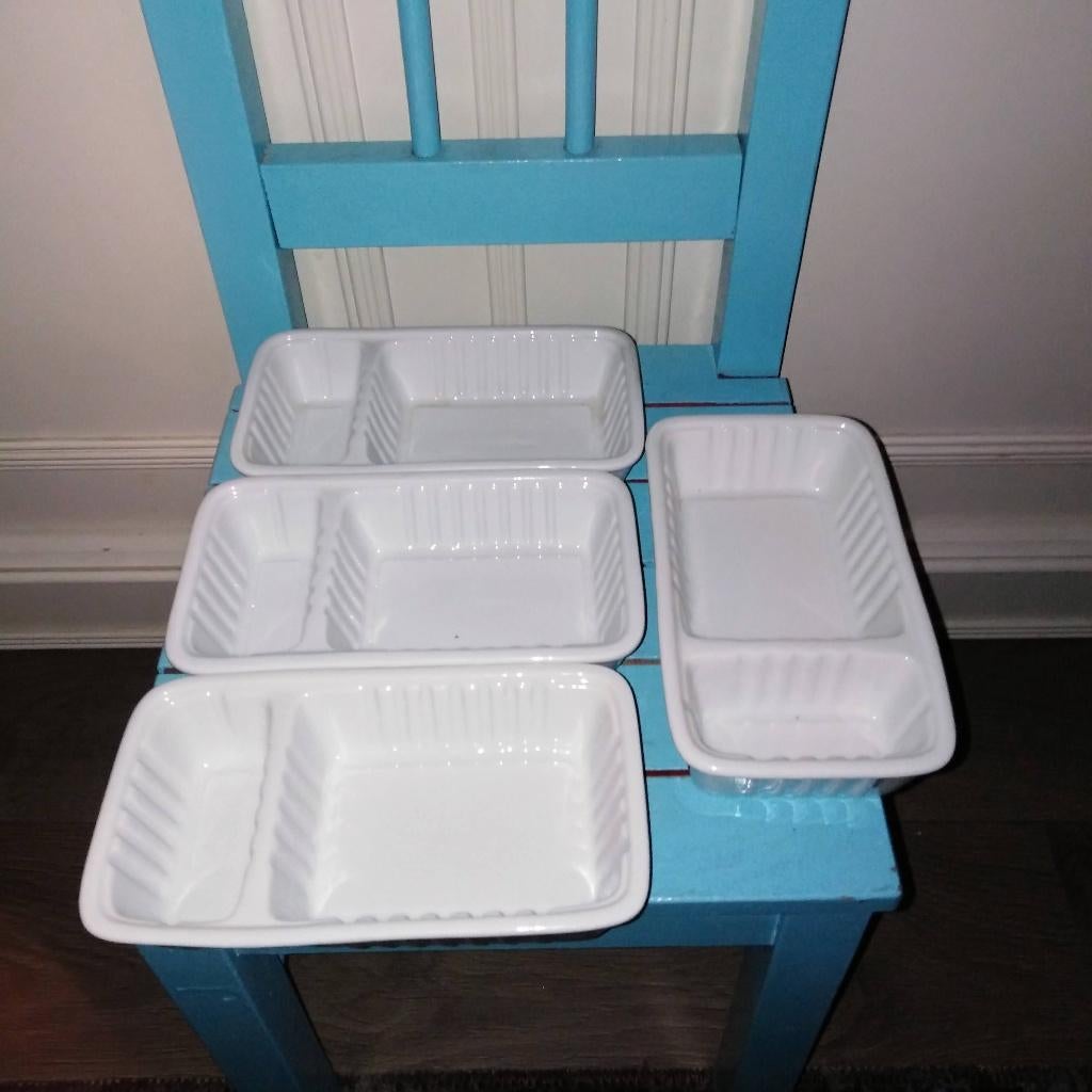Patatbakjes met sausgedeelte 4 stuks Dake&Zn, Huis en Inrichting, Ophalen, Gebruikt, Overige typen, Overige stijlen