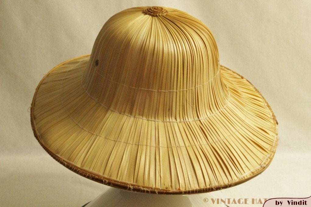 Vintage rimboe Jungle Safari hoed stro 59-60 totaal 3 stuks, Ophalen of Verzenden, Gedragen, Overige maten, Accessoires
