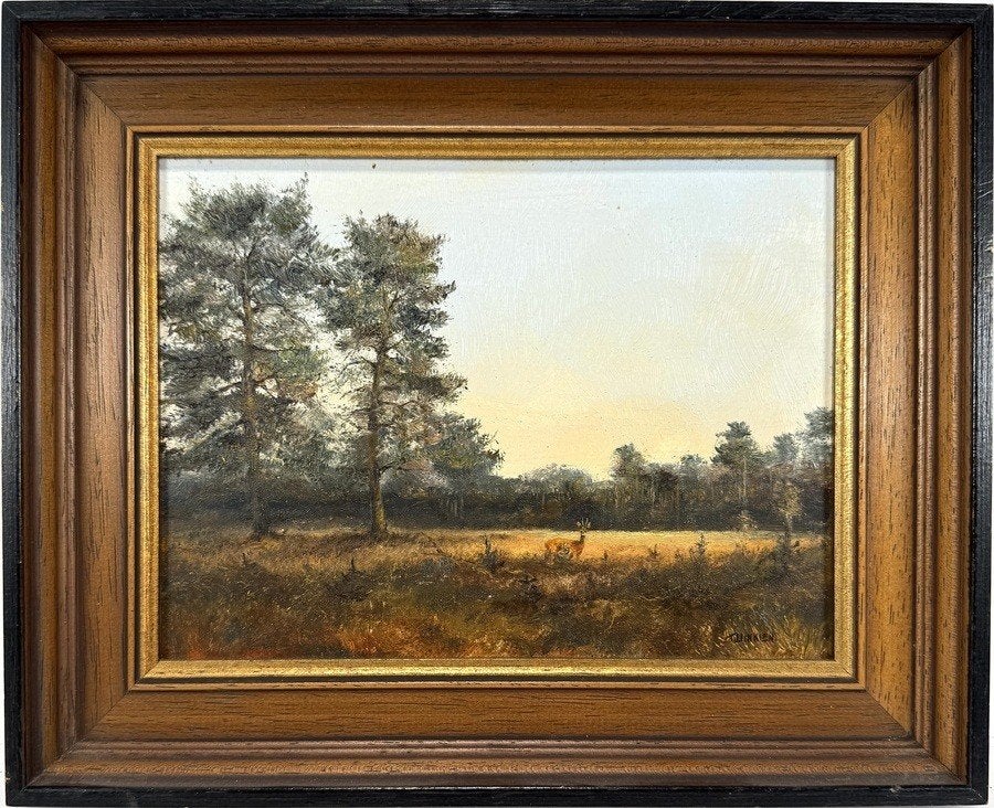 1099. Olieverfschilderij, Tammo Lukkien – bosrand, 20e eeuw, Landschap, Hout, Ophalen of Verzenden, Ingelijst