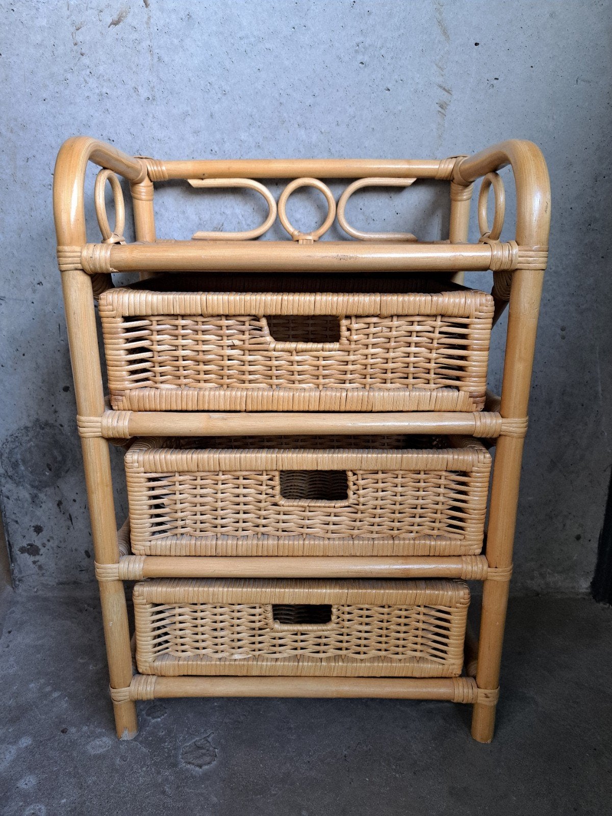 Retro Boho Chic rotan/bamboe ladekastje jaren 70, Huis en Inrichting, Kasten | Ladekasten, Ophalen, Minder dan 50 cm, Zo goed als nieuw