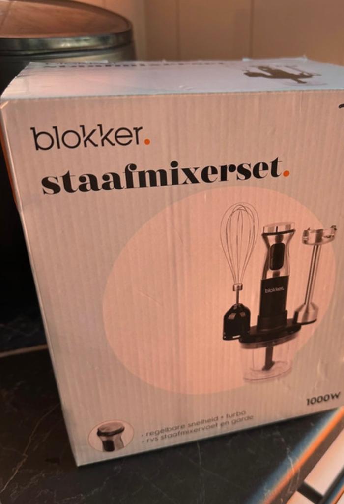 Blokker Staafmixerset 1000W met Garde en Hakmolen, Witgoed en Apparatuur, Keukenmixers, Ophalen, Nieuw, 3 snelheden of meer, Vaatwasserbestendig