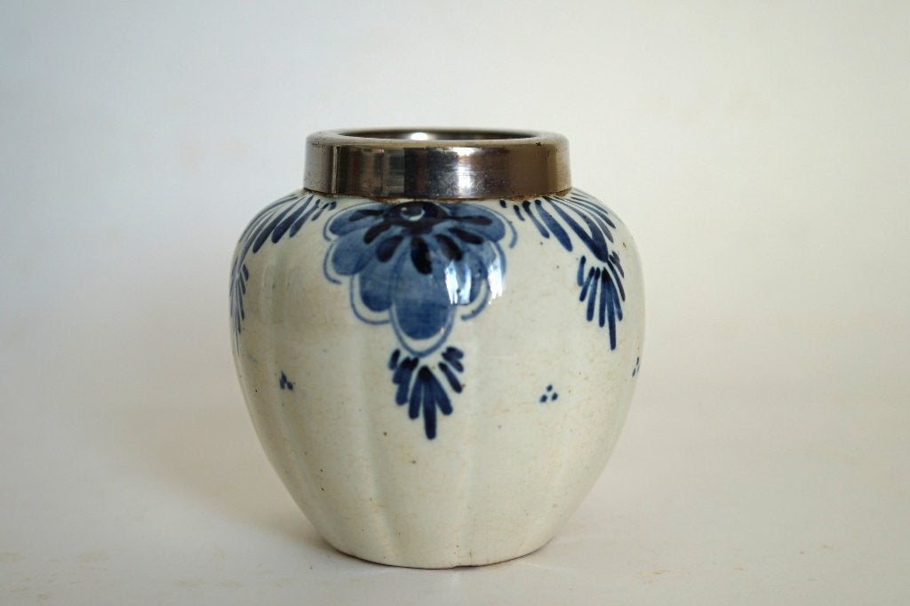 vintage handbeschilderd delft lepelvaasje aardewerk blauw., Ophalen of Verzenden