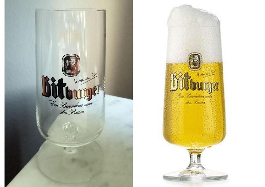 4 Bitburger voetglazen 0,3L., Ophalen of Verzenden, Zo goed als nieuw, Glas of Glazen, Overige merken