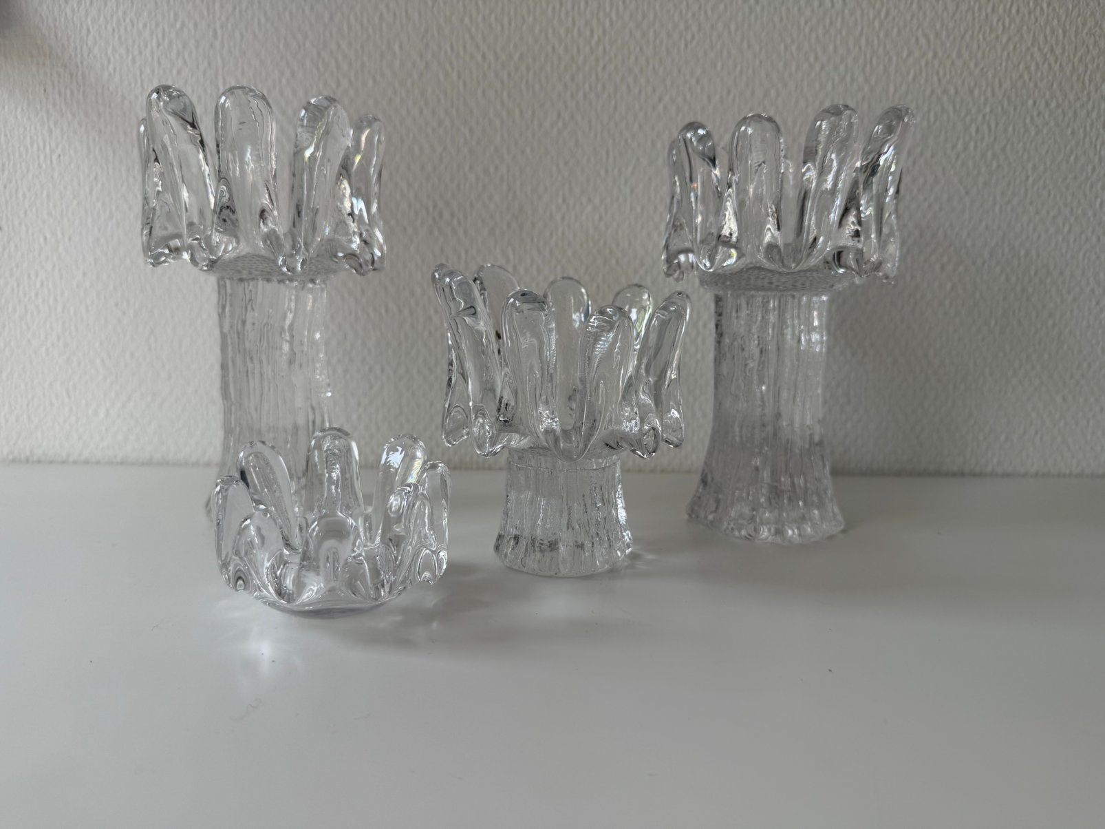 Kosta Boda Sunflower kandelaars Goran Warff set van 4, Ophalen of Verzenden, Glas, Kandelaar, Kosta Boda