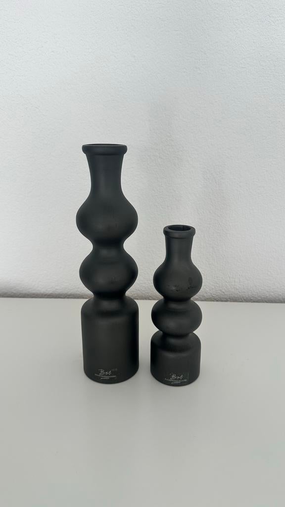 Set van 2 decoratieve vazen, 30 en 20cm - Bob's Home, Ophalen, Gebruikt, Zwart, Overige materialen