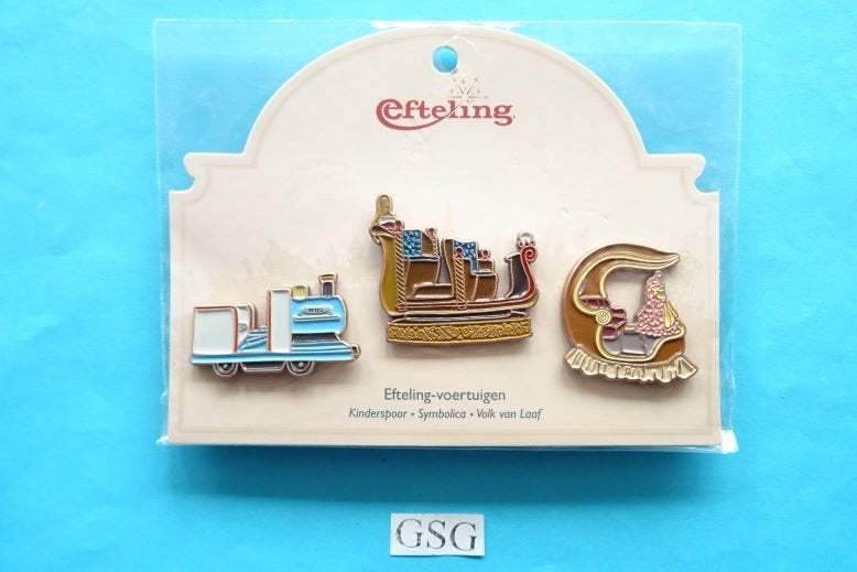Voertuigen nr. EPP433-01 t/m EPP435-01, Verzamelen, Efteling, Ophalen, Nieuw, Button of Speldje