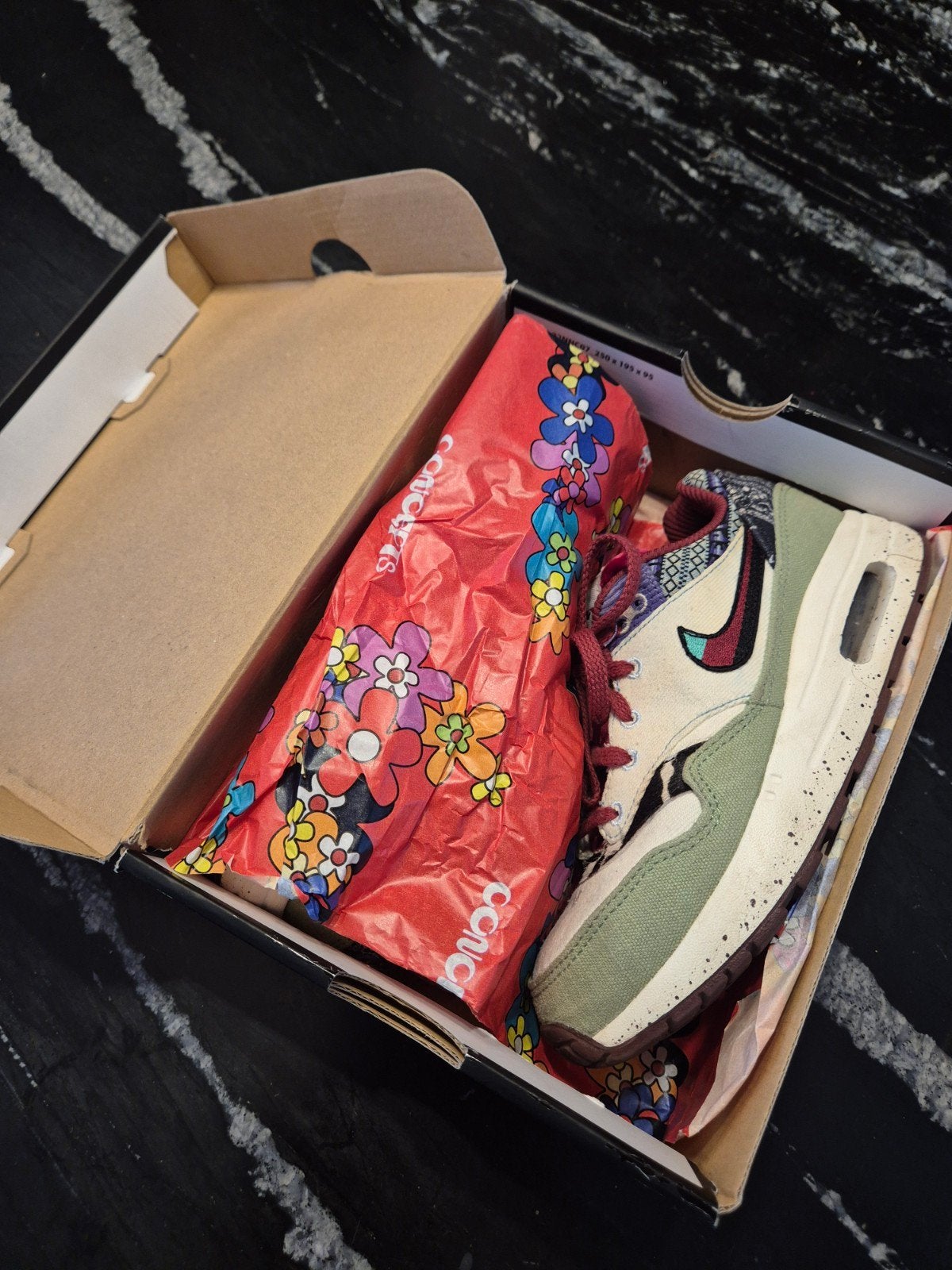 Nike Air Max 1 SP (PS) Concepts 'Mellow' - Maat 35, Gebruikt, Ophalen of Verzenden, Nike, Jongen of Meisje